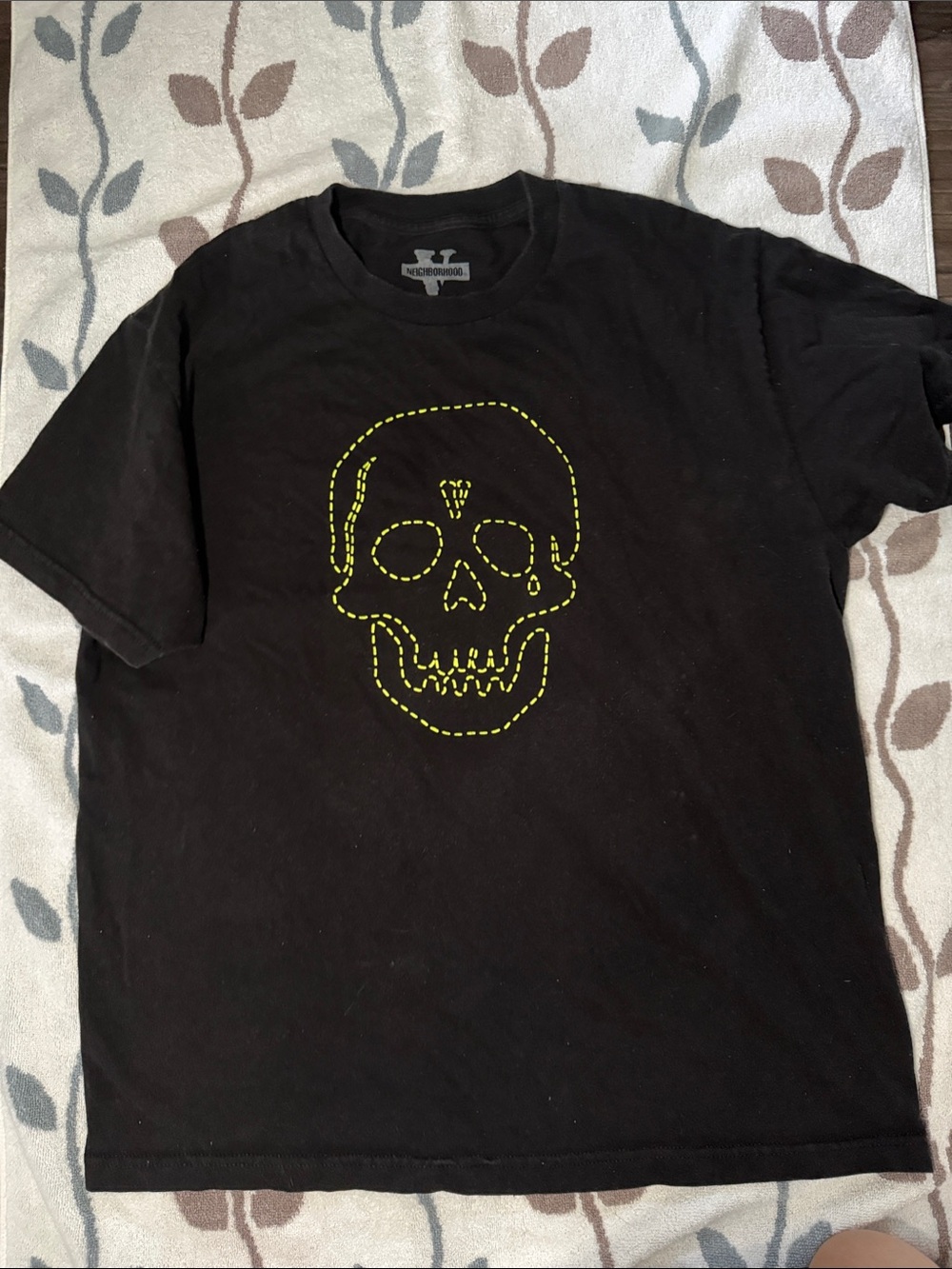 Men’s Vlone x Neighborhood Skull Short-Sleeve T-Shirt 'Black/Green